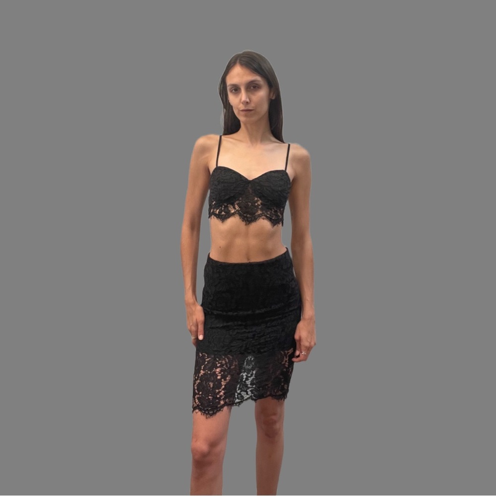 Black Lace Two Piece Skirt Set
